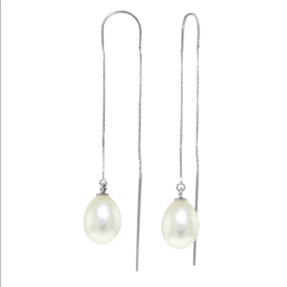 Galaxy Gold Products Jewelry - STERLING SILVER THREADED DANGLES EARRINGS PEARLS